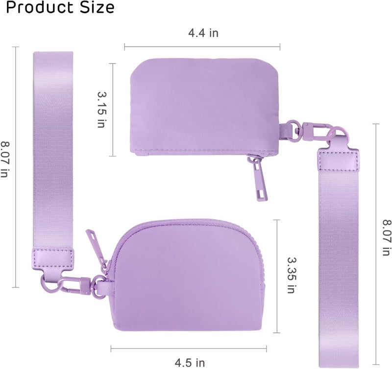Viverte Mini Zip Around Wristlet Wallets for Women Small Portable Coin Purse Dual Pouch Keychain Wristlet Preppy Things Cute Stuff Gifts for Teen Girls (Lavender) - Image 3